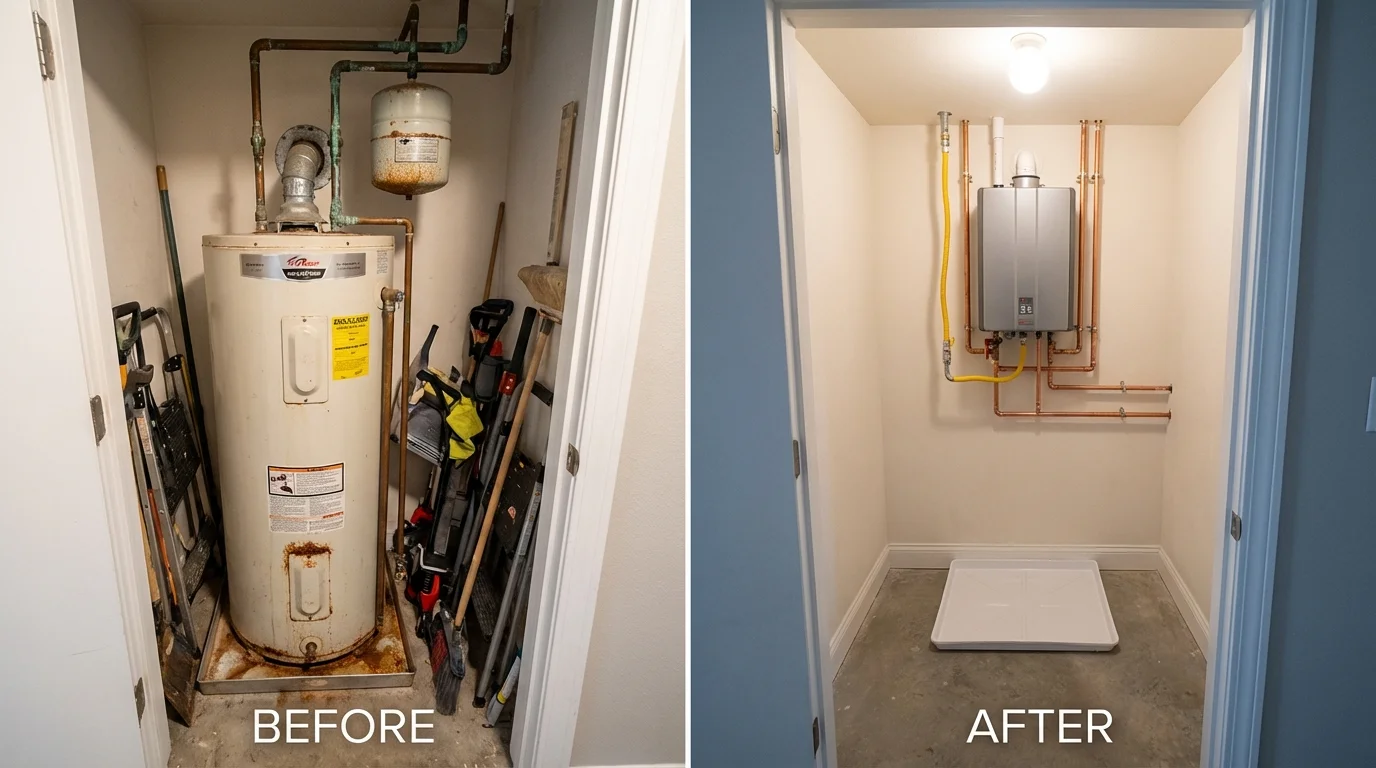 Tank water heater versus wall-mounted tankless unit comparison for Eureka, NV homeowners