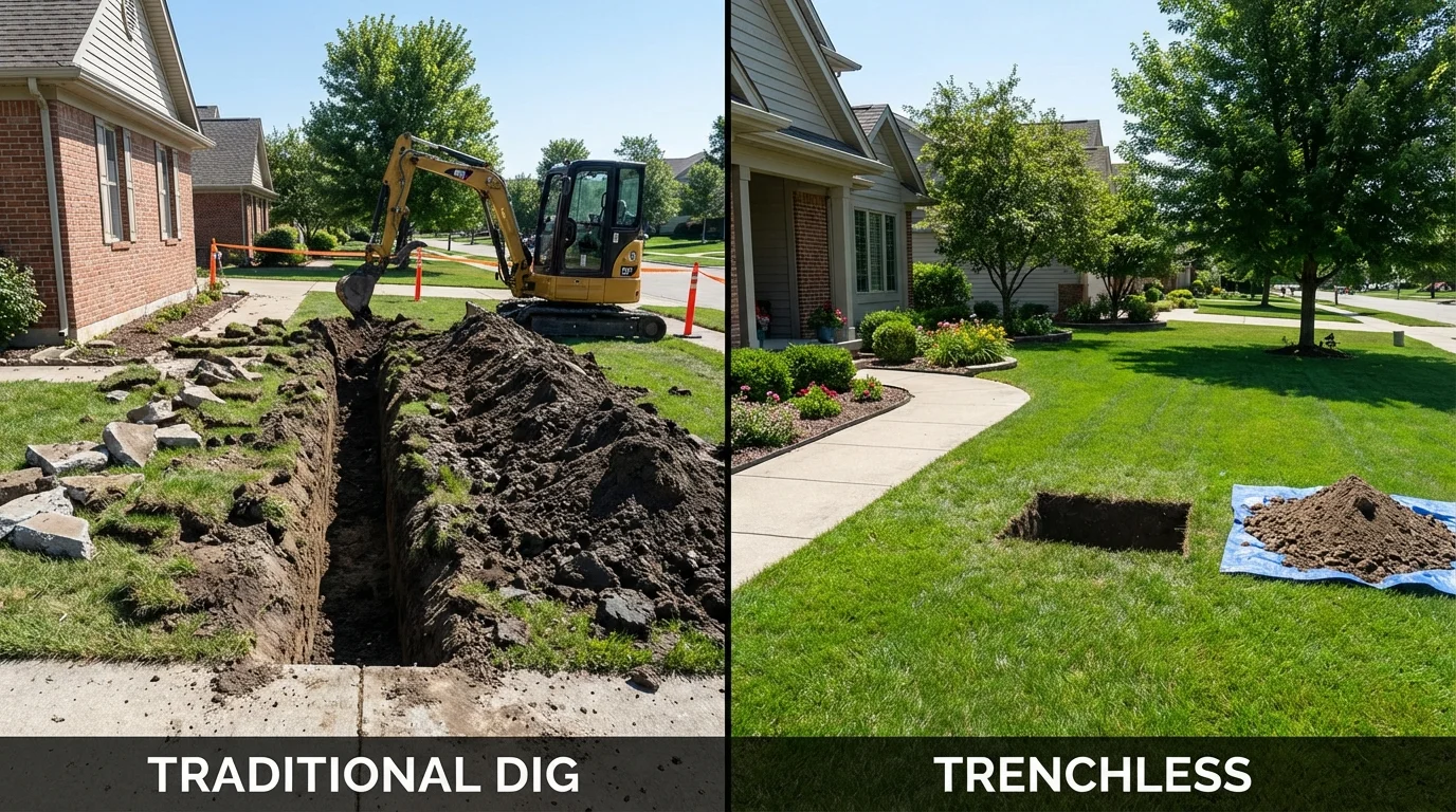 Trenchless sewer repair with minimal yard damage versus traditional excavation in Eureka, NV